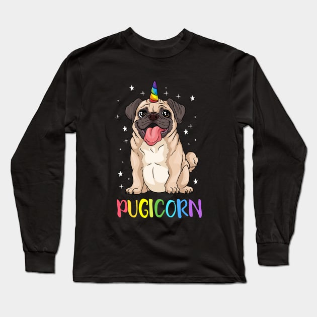 Girl Pugicorn funny pug Lover unicorn Pug Owner Long Sleeve T-Shirt by ELFEINHALB